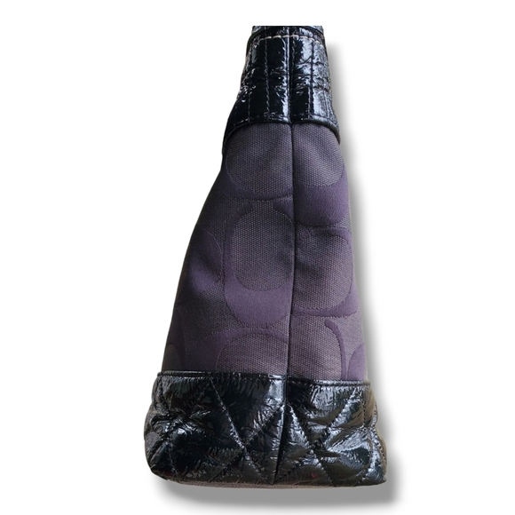 Coach 18676 Quilted Poppy Black on Black Jacquard Silver Tote Bag - Picture 9 of 17